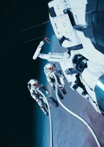 Bild zum Pioneer RPG, bei dem 2 Astronaiten außerhalb eines Raumschiffs im All schweben